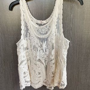 Nabee Cream Crochet Tank